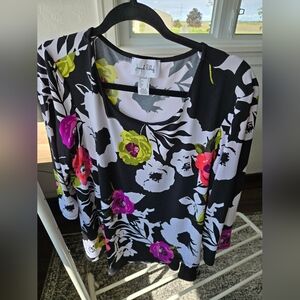 Joseph Ribkoff Black and White Boxy 3/4 Sleeve Blouse